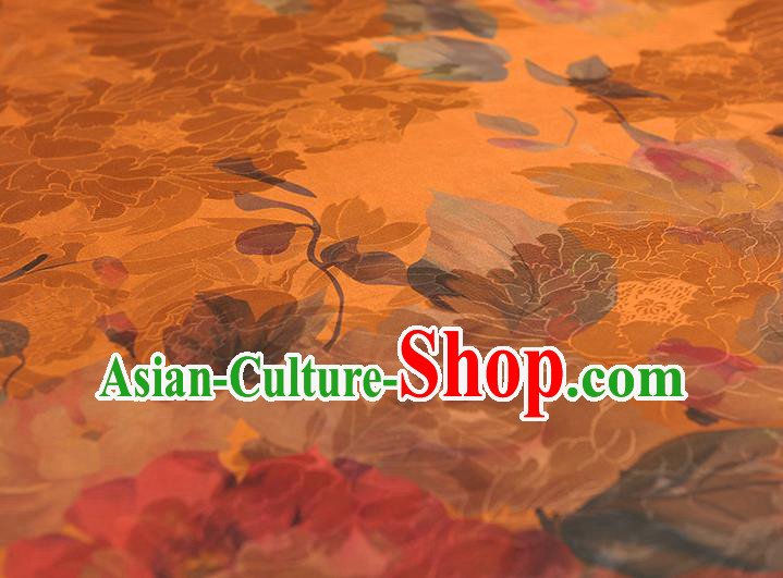 Top Chinese Cheongsam Silk Fabric Classical Gambiered Guangdong Gauze Traditional Jacquard Ginger Brocade Cloth