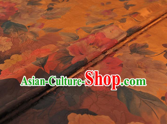 Top Chinese Cheongsam Silk Fabric Classical Gambiered Guangdong Gauze Traditional Jacquard Ginger Brocade Cloth