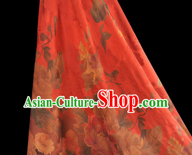 Top Chinese Traditional Jacquard Red Brocade Cloth Cheongsam Silk Fabric Classical Gambiered Guangdong Gauze