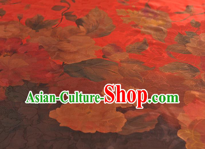 Top Chinese Traditional Jacquard Red Brocade Cloth Cheongsam Silk Fabric Classical Gambiered Guangdong Gauze