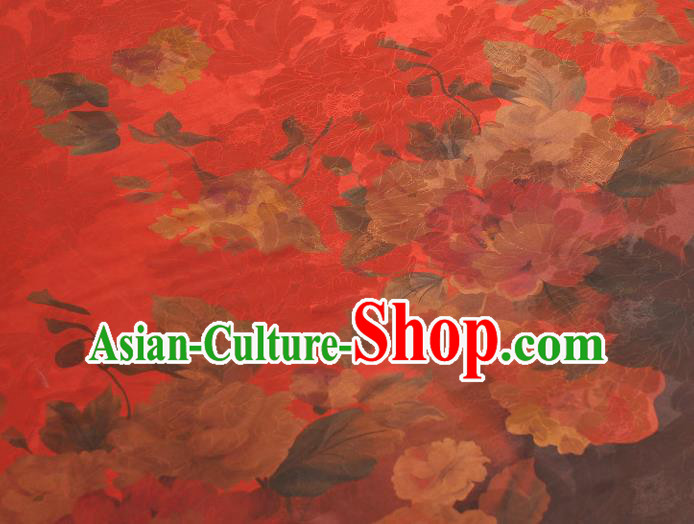 Top Chinese Traditional Jacquard Red Brocade Cloth Cheongsam Silk Fabric Classical Gambiered Guangdong Gauze