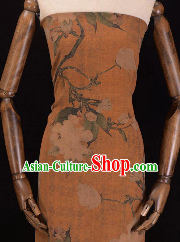 Chinese Traditional Hibiscus Pattern Dress Cloth Cheongsam Silk Fabric Top Ginger Gambiered Guangdong Gauze