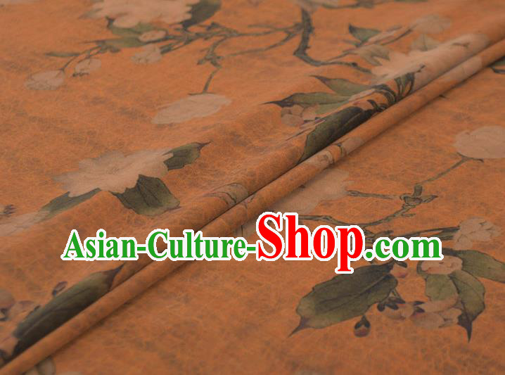 Chinese Traditional Hibiscus Pattern Dress Cloth Cheongsam Silk Fabric Top Ginger Gambiered Guangdong Gauze