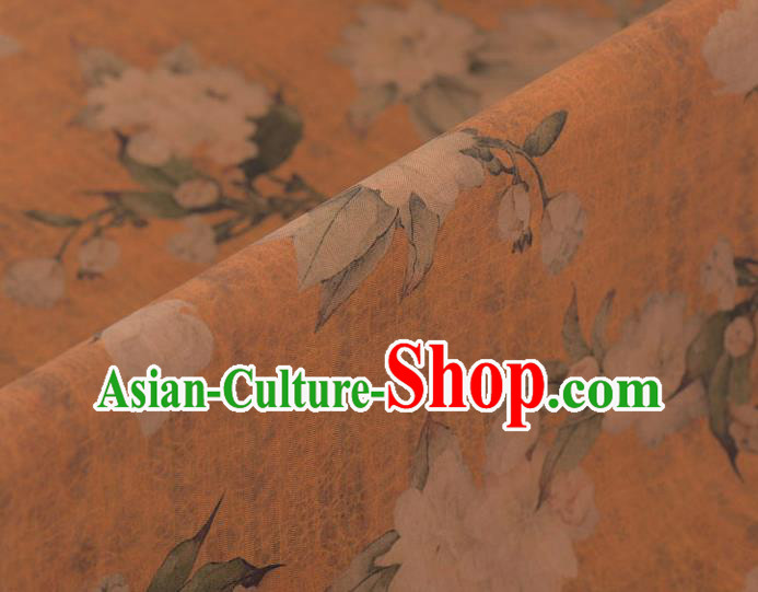 Chinese Traditional Hibiscus Pattern Dress Cloth Cheongsam Silk Fabric Top Ginger Gambiered Guangdong Gauze