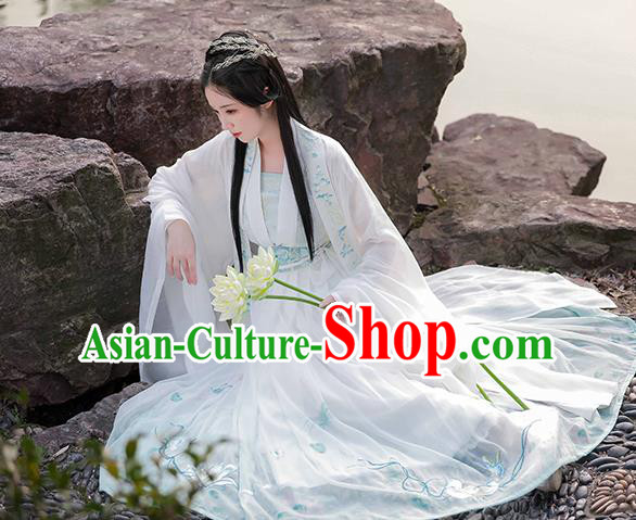 China Ancient Lotus Fairy Hanfu Dress Traditional Tang Dynasty Princess Garment Clothing