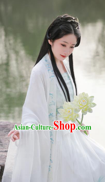 China Ancient Lotus Fairy Hanfu Dress Traditional Tang Dynasty Princess Garment Clothing