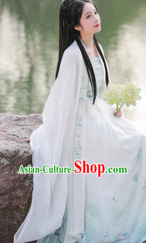 China Ancient Lotus Fairy Hanfu Dress Traditional Tang Dynasty Princess Garment Clothing