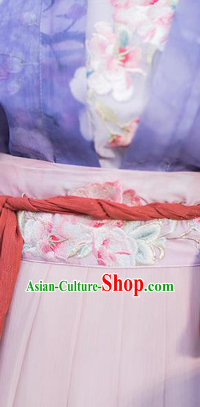 China Traditional Ming Dynasty Civilian Lady Garment Clothing Ancient Fairy Purple Hanfu Dress