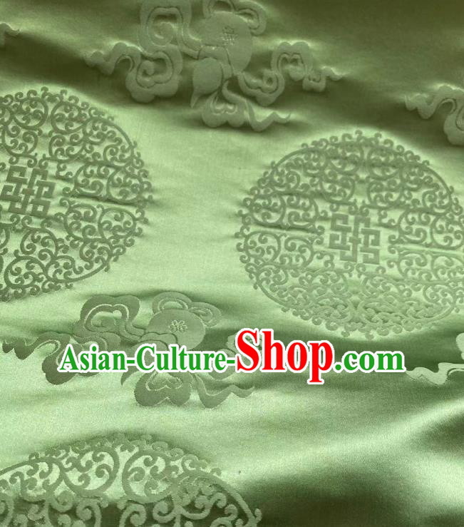 Chinese Jacquard Tapestry Material Traditional Qipao Dress Drapery Silk Fabric Classical Lucky Pattern Green Brocade Cloth