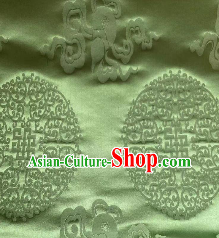 Chinese Jacquard Tapestry Material Traditional Qipao Dress Drapery Silk Fabric Classical Lucky Pattern Green Brocade Cloth