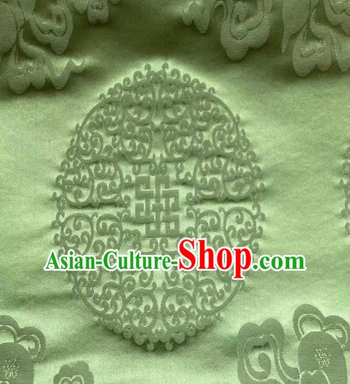 Chinese Jacquard Tapestry Material Traditional Qipao Dress Drapery Silk Fabric Classical Lucky Pattern Green Brocade Cloth