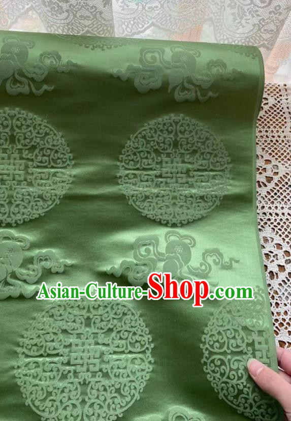 Chinese Jacquard Tapestry Material Traditional Qipao Dress Drapery Silk Fabric Classical Lucky Pattern Green Brocade Cloth