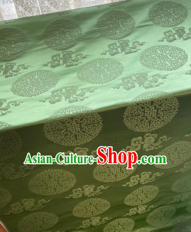 Chinese Jacquard Tapestry Material Traditional Qipao Dress Drapery Silk Fabric Classical Lucky Pattern Green Brocade Cloth