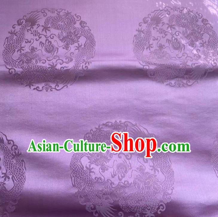Chinese Classical Dragons Pattern Lilac Brocade Cloth Tapestry Material Traditional Tang Suit Drapery Silk Fabric