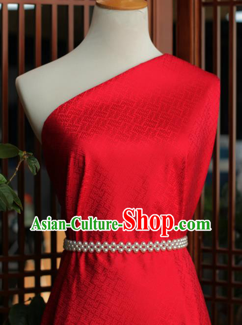 Chinese Silk Fabric Classical Wedding Pattern Red Brocade Cloth Tapestry Material Traditional Qipao Dress Drapery