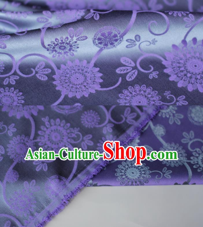 Chinese Classical Calendula Pattern Brocade Cloth Tapestry Material Traditional Qipao Dress Damask Drapery Purple Silk Fabric