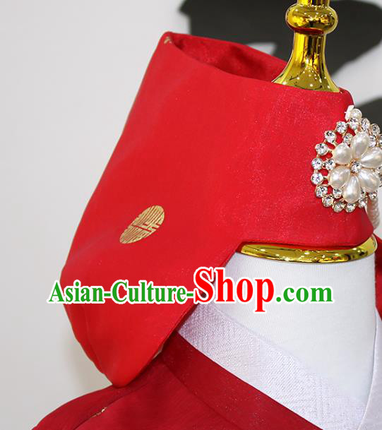 Traditional Korean Fashion Apparels Hanbok Clothing Children Girl Red Blouse and White Dress