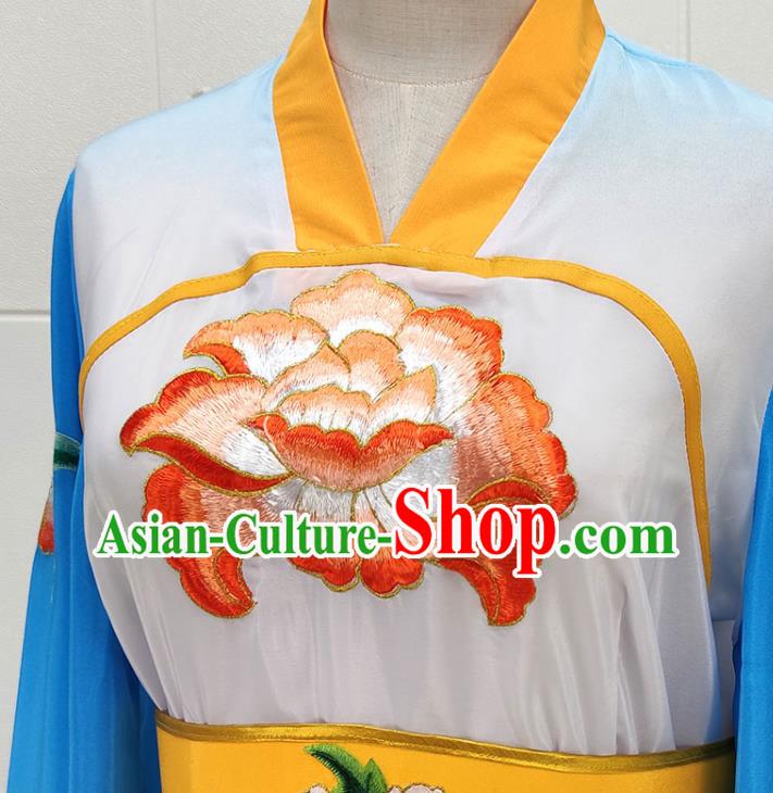 Chinese Beijing Opera Goddess Clothing Traditional Peking Opera Diva Blue Water Sleeve Dress Garments