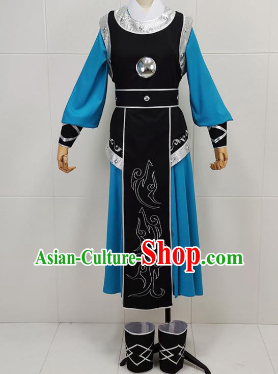 China Peking Opera Wusheng General Garments Traditional Beijing Opera Swordsman Clothing and Helmet