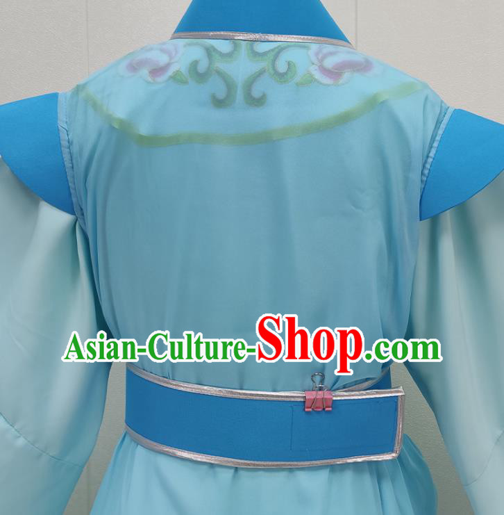 China Peking Opera Young Male Blue Garments Traditional Shaoxing Opera Xiaosheng Scholar Clothing