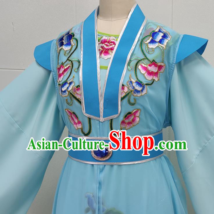 China Peking Opera Young Male Blue Garments Traditional Shaoxing Opera Xiaosheng Scholar Clothing