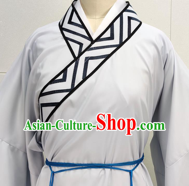 China Peking Opera Scholar Garments Traditional Shaoxing Opera Scholar Grey Robe Clothing