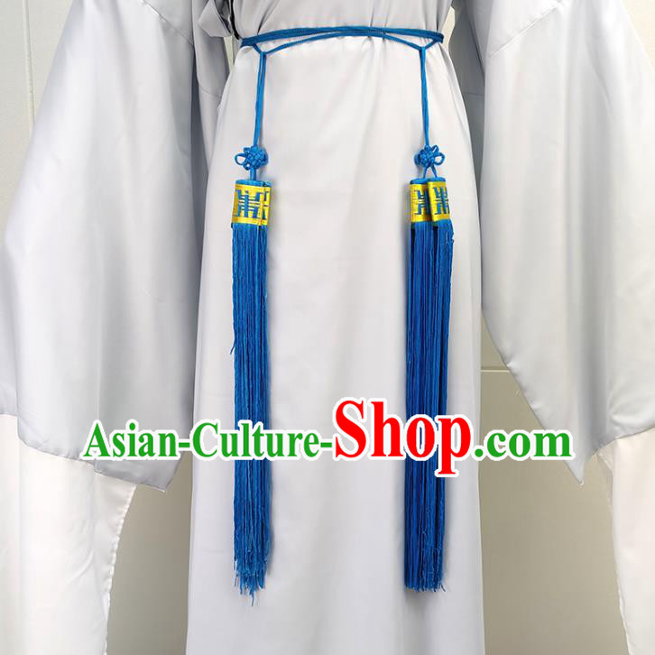 China Peking Opera Scholar Garments Traditional Shaoxing Opera Scholar Grey Robe Clothing