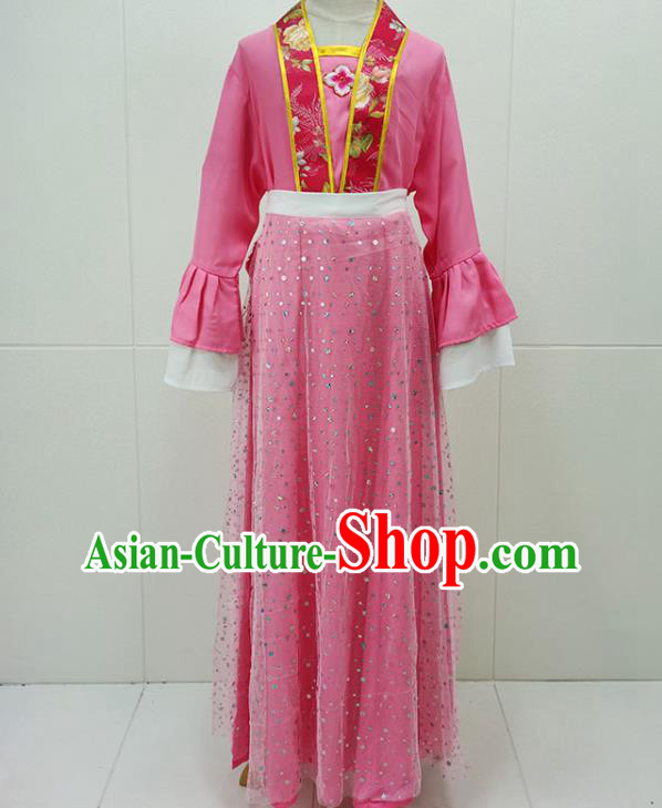 Chinese Beijing Opera Xiaodan Clothing Traditional Huangmei Opera Young Lady Pink Dress Garments