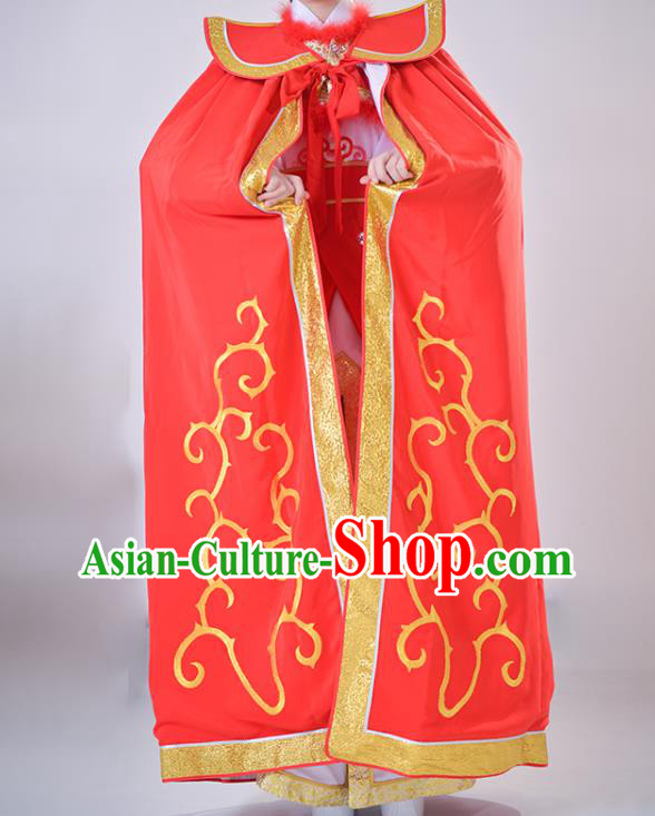 Chinese Shaoxing Opera Swordswoman Red Cape Beijing Opera Clothing Traditional Peking Opera Empress Garment