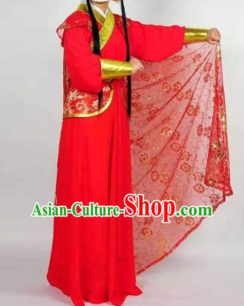 Chinese Shaoxing Opera Swordswoman Red Garment Beijing Opera Blues Clothing Traditional Peking Opera Actress Dress