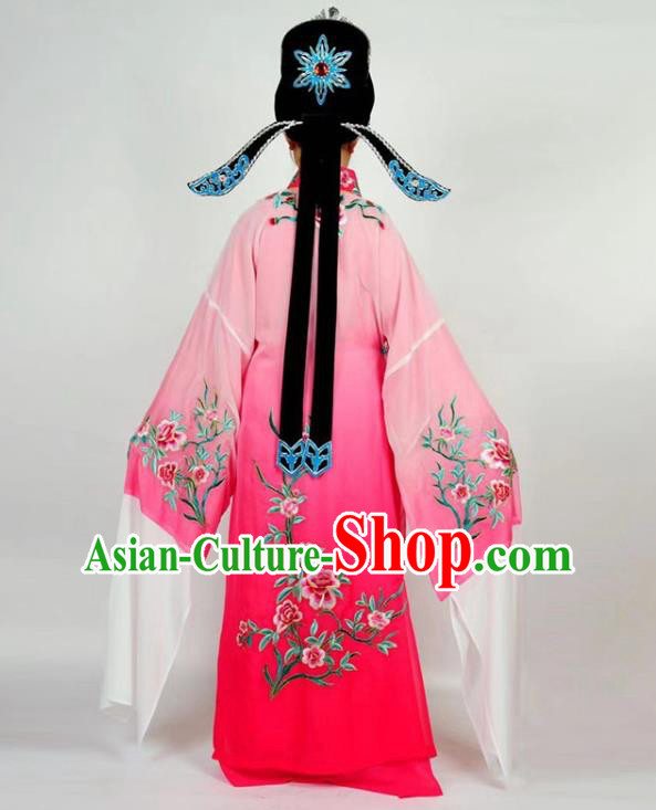 China Peking Opera Xiaosheng Red Robe Garment Traditional Shaoxing Opera Scholar Clothing