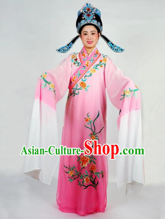 China Traditional Shaoxing Opera Scholar Clothing Peking Opera Xiaosheng Rosy Robe Garment