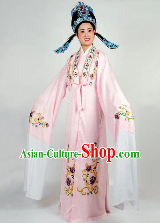 China Traditional Peking Opera Xiaosheng Pink Robe Garment Shaoxing Opera Scholar Clothing