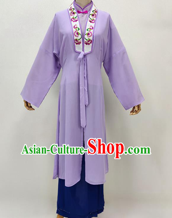Chinese Traditional Peking Opera Lilac Dress Shaoxing Opera Young Woman Garment Beijing Opera Hua Tan Clothing