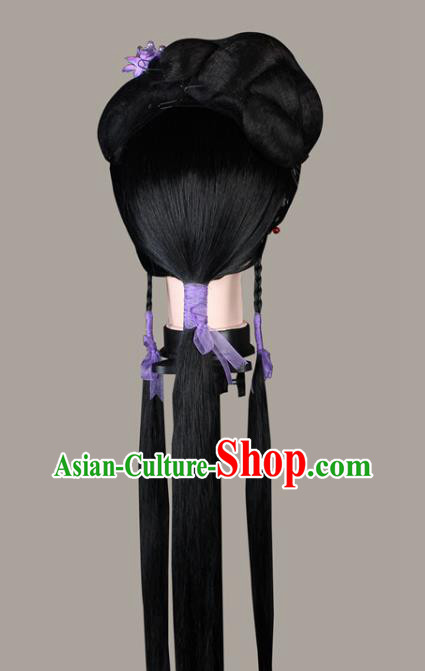 China Beijing Opera Young Lady Headwear Shaoxing Opera Servant Girl Wigs Sheath