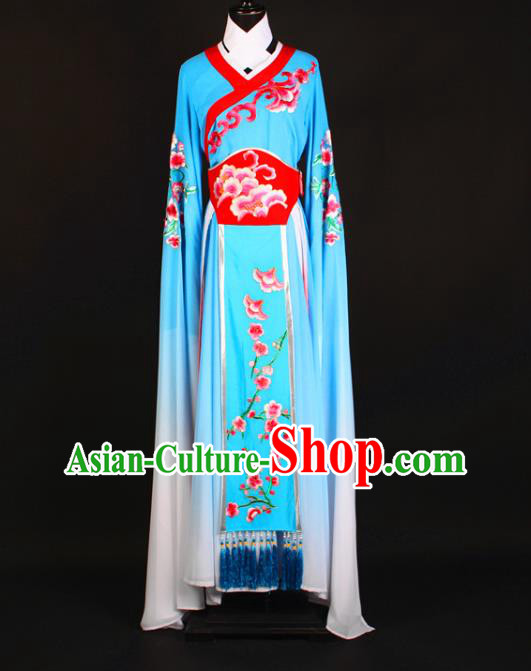 Chinese Beijing Opera Garment Shaoxing Opera Noble Lady Clothing Traditional Peking Opera Hua Tan Blue Dress