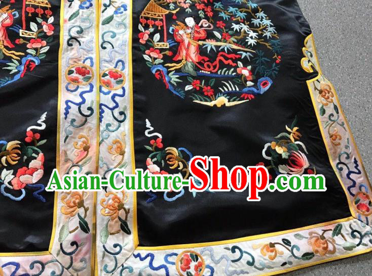 China Tang Suit Outer Garment Traditional Black Silk Coat Clothing National Embroidered Overcoat