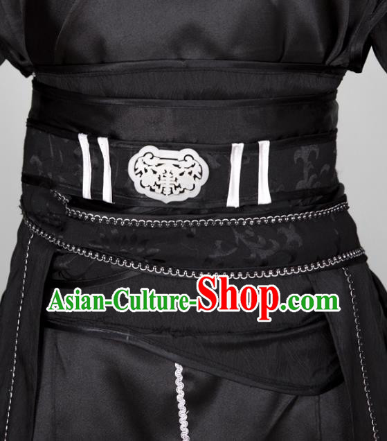 Chinese Traditional Cosplay Young Knight Garment Costumes Ancient Swordsman Black Hanfu Clothing