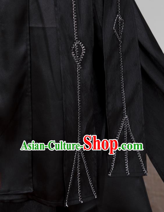Chinese Traditional Cosplay Young Knight Garment Costumes Ancient Swordsman Black Hanfu Clothing