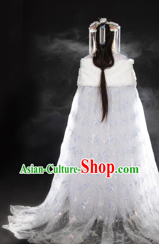 China Traditional Cosplay Tang Dynasty Princess Clothing Ancient Fairy Goddess White Hanfu Dress Garments