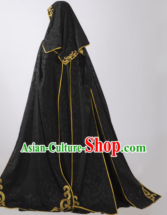 Chinese Ancient Swordsman Black Hanfu Clothing Traditional Cosplay Chivalrous Knight Garment Costumes