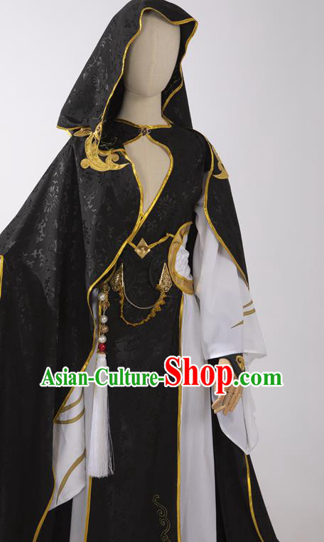 Chinese Ancient Swordsman Black Hanfu Clothing Traditional Cosplay Chivalrous Knight Garment Costumes
