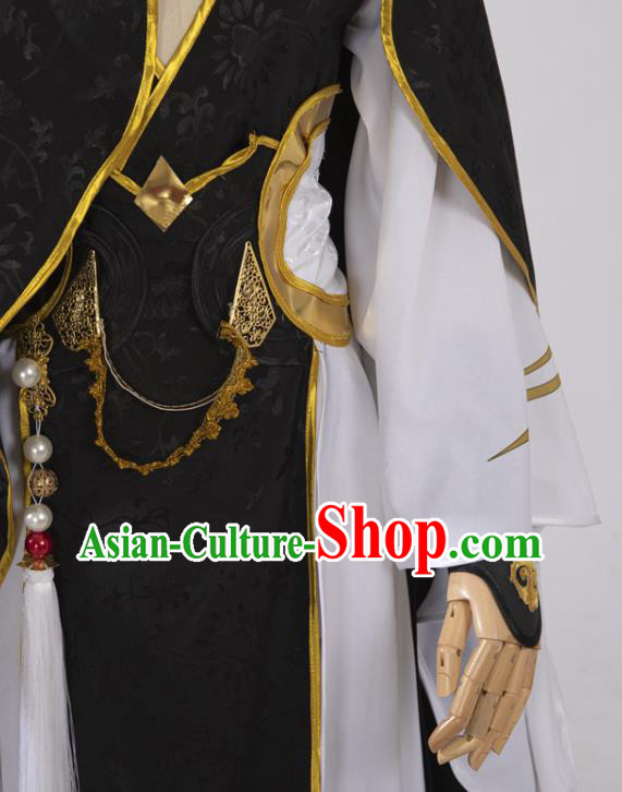 Chinese Ancient Swordsman Black Hanfu Clothing Traditional Cosplay Chivalrous Knight Garment Costumes