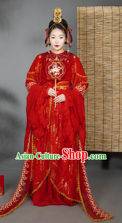 China Traditional Cosplay Ming Dynasty Wedding Clothing Ancient Palace Princess Red Hanfu Dress Garments