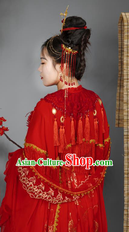 China Traditional Cosplay Ming Dynasty Wedding Clothing Ancient Palace Princess Red Hanfu Dress Garments