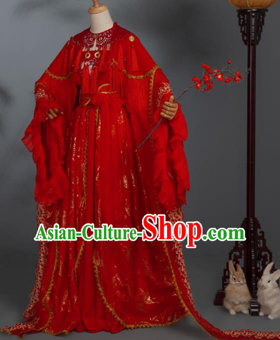 China Traditional Cosplay Ming Dynasty Wedding Clothing Ancient Palace Princess Red Hanfu Dress Garments