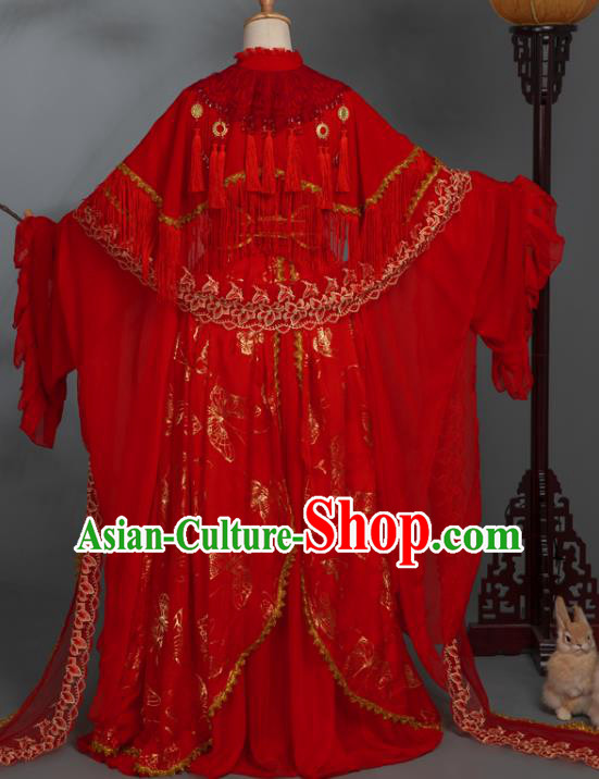 China Traditional Cosplay Ming Dynasty Wedding Clothing Ancient Palace Princess Red Hanfu Dress Garments