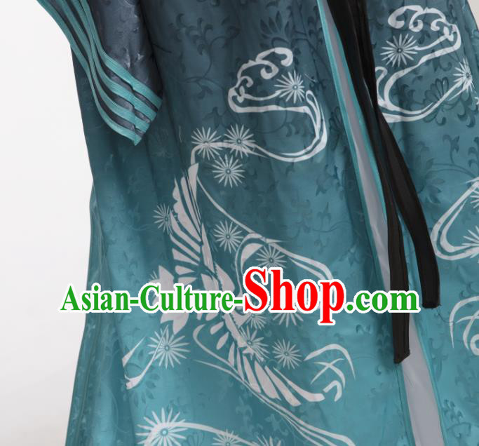 Chinese Ancient Knight Blue Hanfu Clothing Traditional Cosplay Tang Dynasty Swordsman Garment Costumes