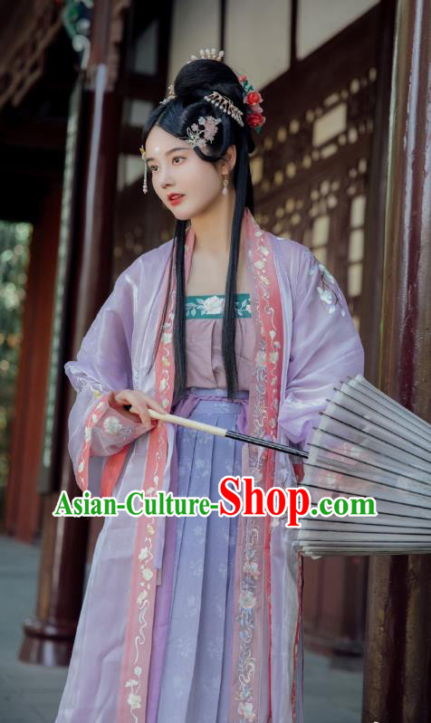 China Ancient Princess Hanfu Dress Garments Traditional Song Dynasty Court Beauty Historical Clothing