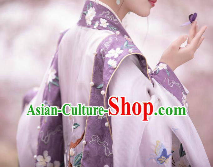 China Ancient Imperial Consort Purple Hanfu Dress Garments Traditional Song Dynasty Court Woman Historical Clothing